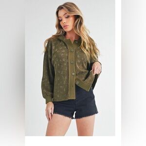 Aemi + Co Floral Button Up Hooded Jacket